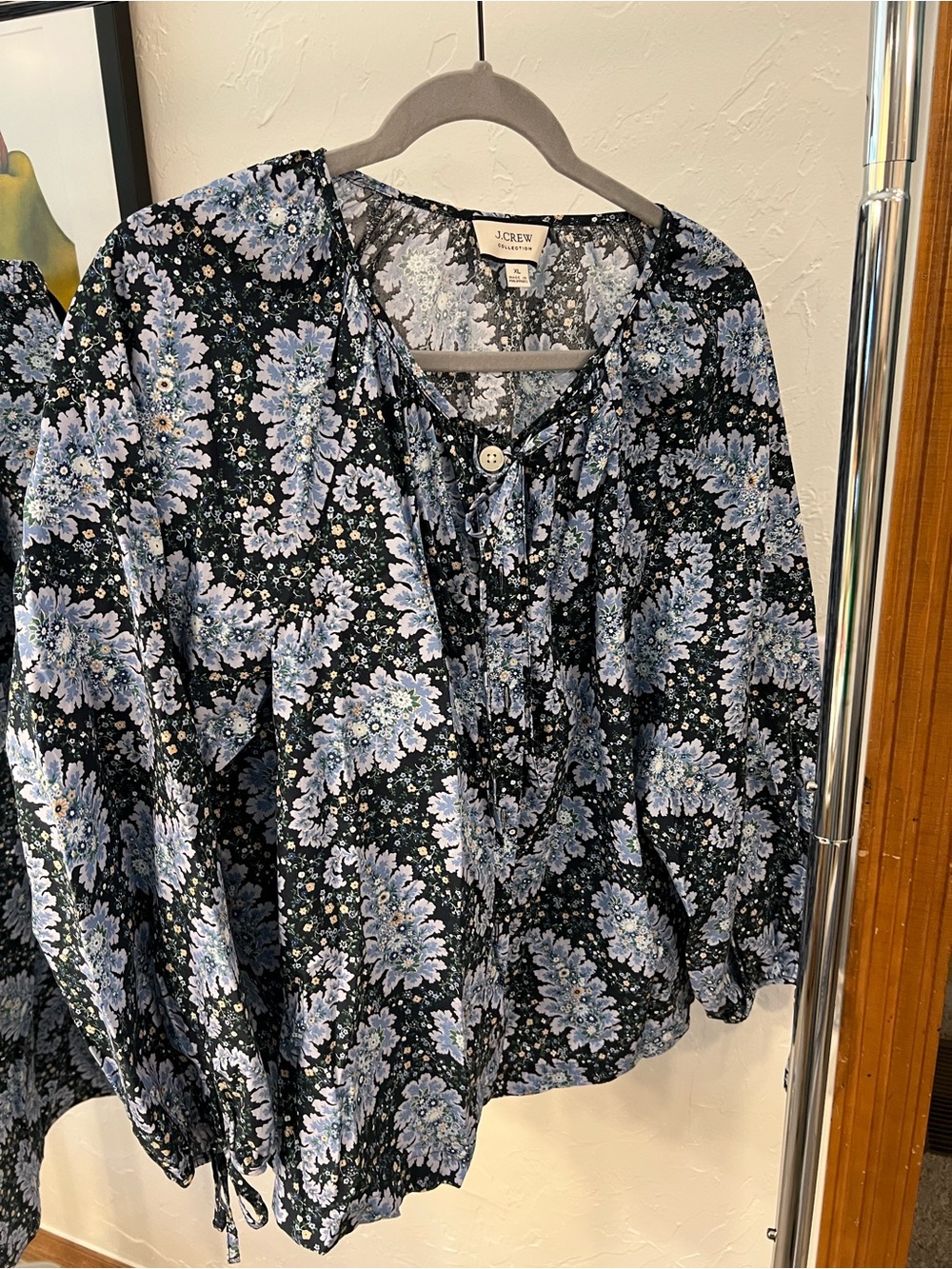 J. Crew Collection Blouse with Blue Floral Print